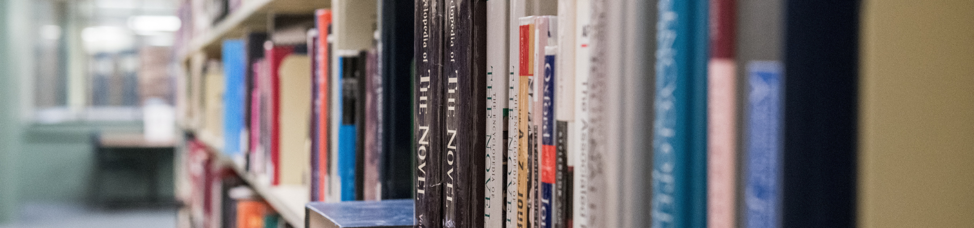A shelf full of books in a campus library