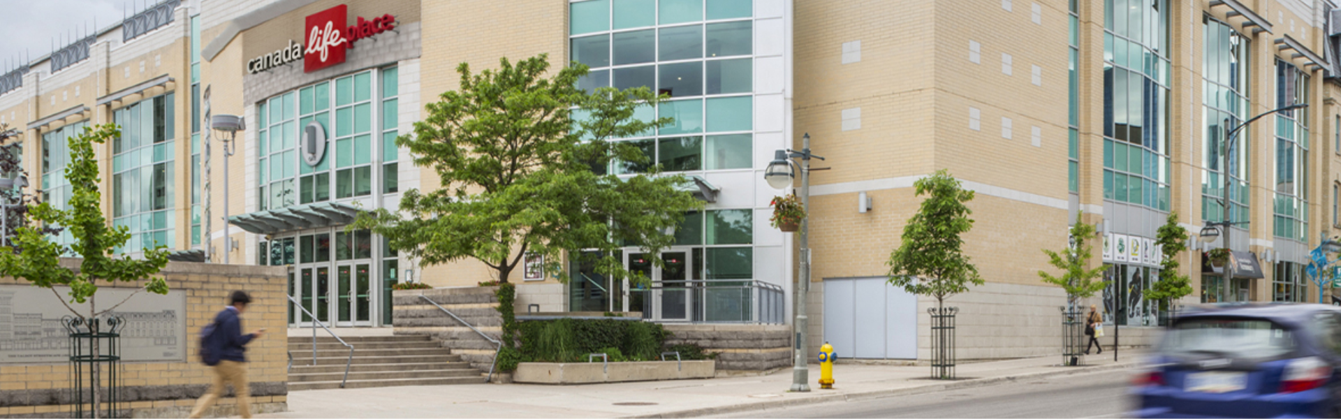 A photo of the outside of Canada Life Place