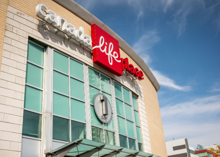 The main enterance to Canada Life Place